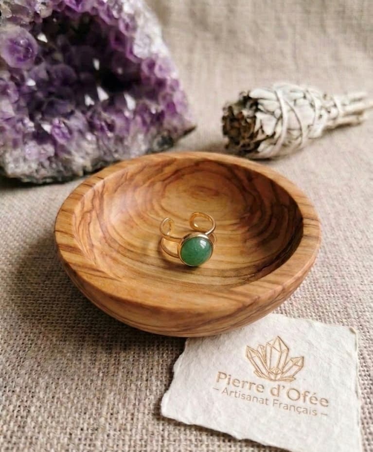 Bague Dorée — Aventurine Verte